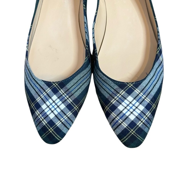 Talbots Navy Green Tartan Plaid Ballet Flats New | Size 11 - Picture 2 of 7